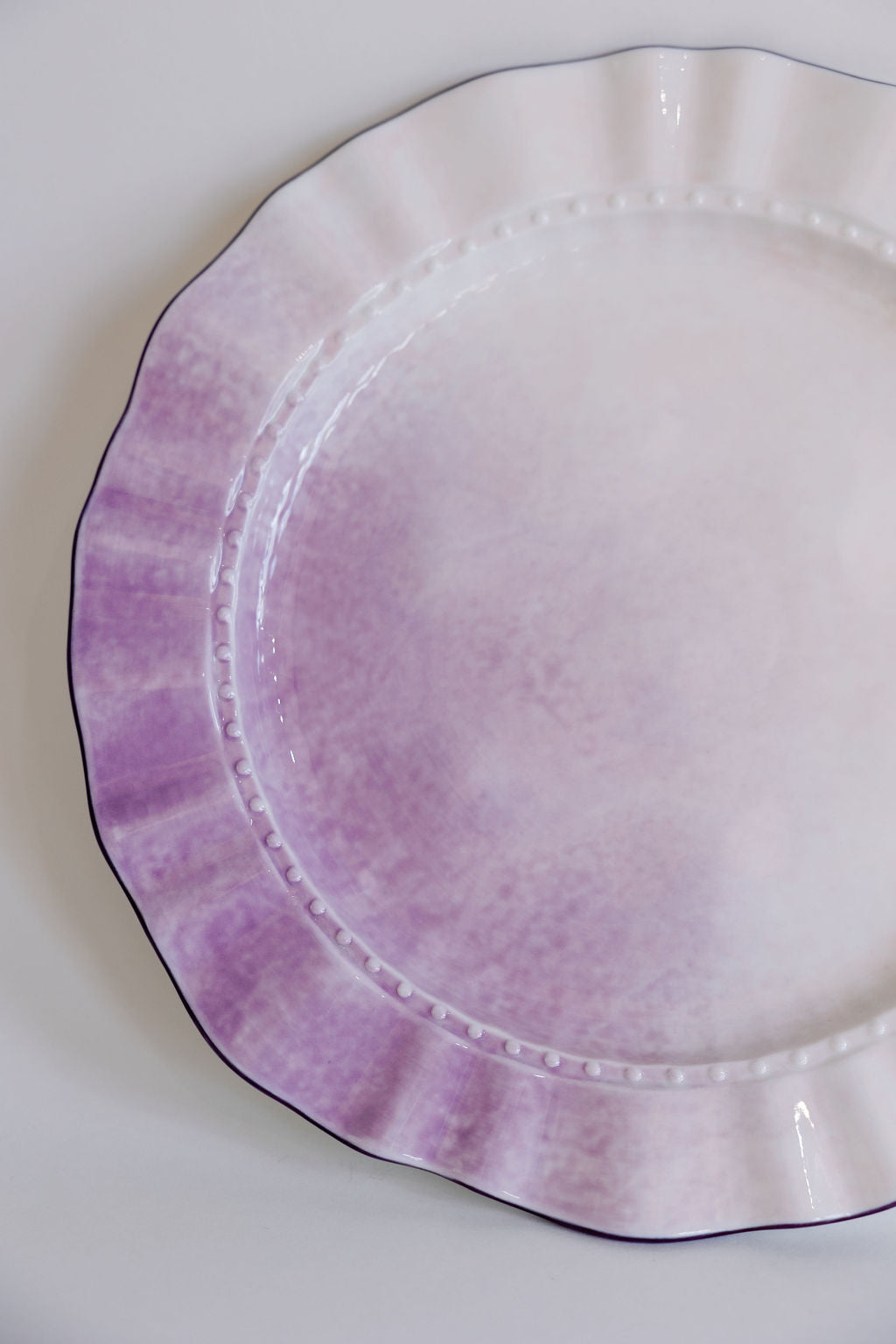 Mraynes Lavender Ombre Ruffled Dinner Plates (Set of 4)