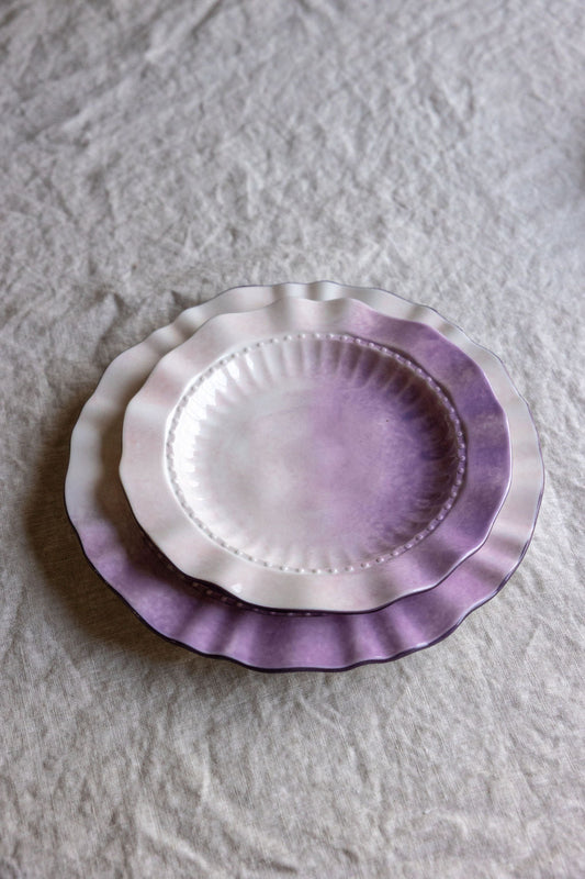 Mraynes Lavender Ombre Ruffled Salad Plates (Set of 4)