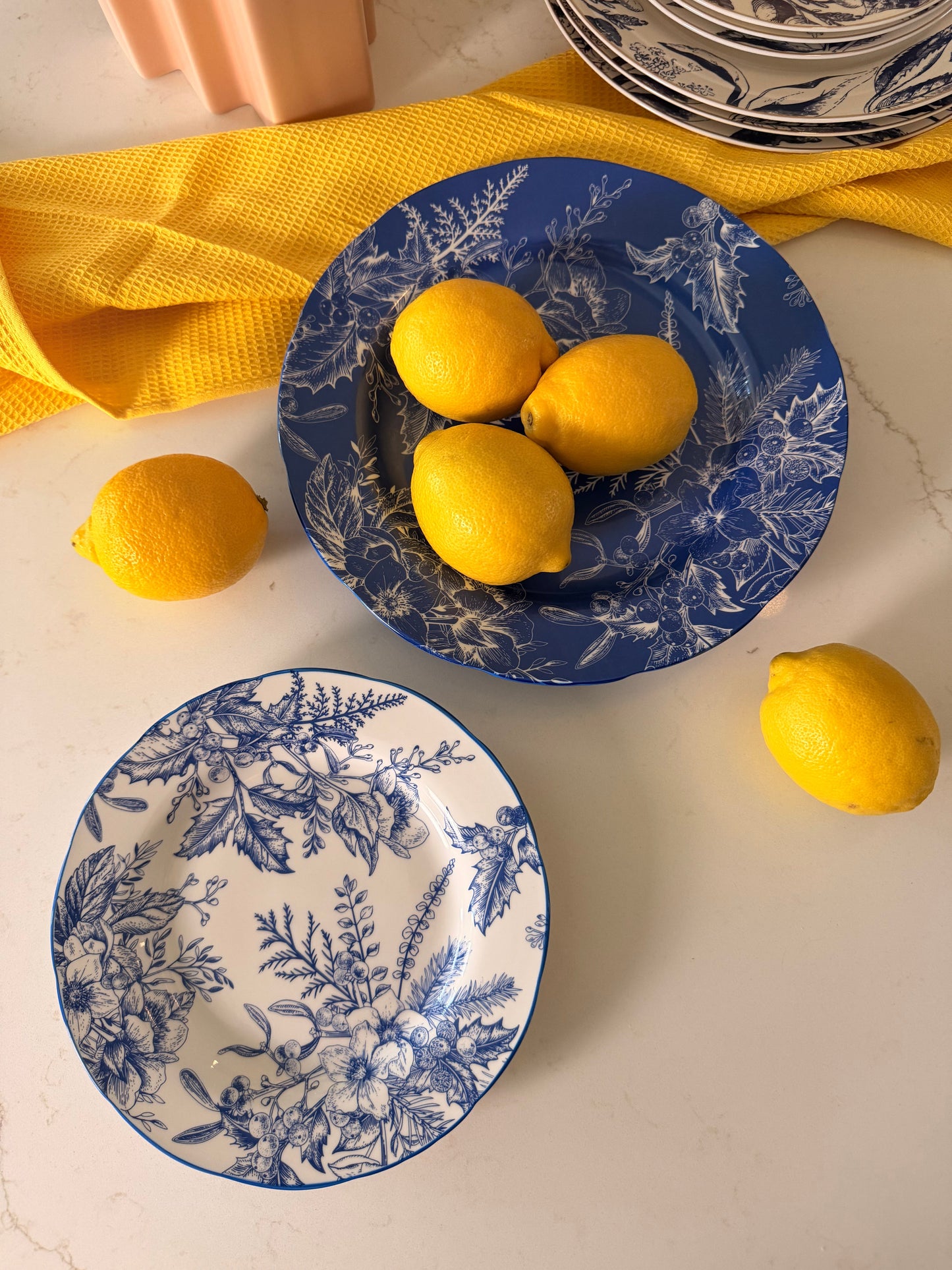 Mraynes Coastal Chinoiserie Blue & White Salad Plates (Set of 4)