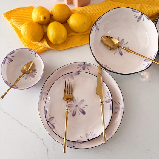 Mraynes Sculpted Orchid Embossed Salad Plates (Set of 4)